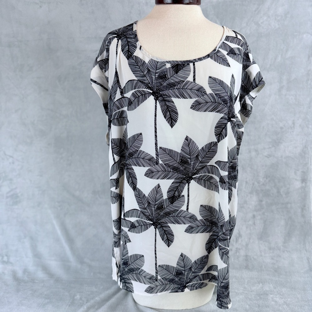 My Danielle Woman Top XXL Slip Over Cap Sleeves Black/White Palm Trees - Picture 14 of 14